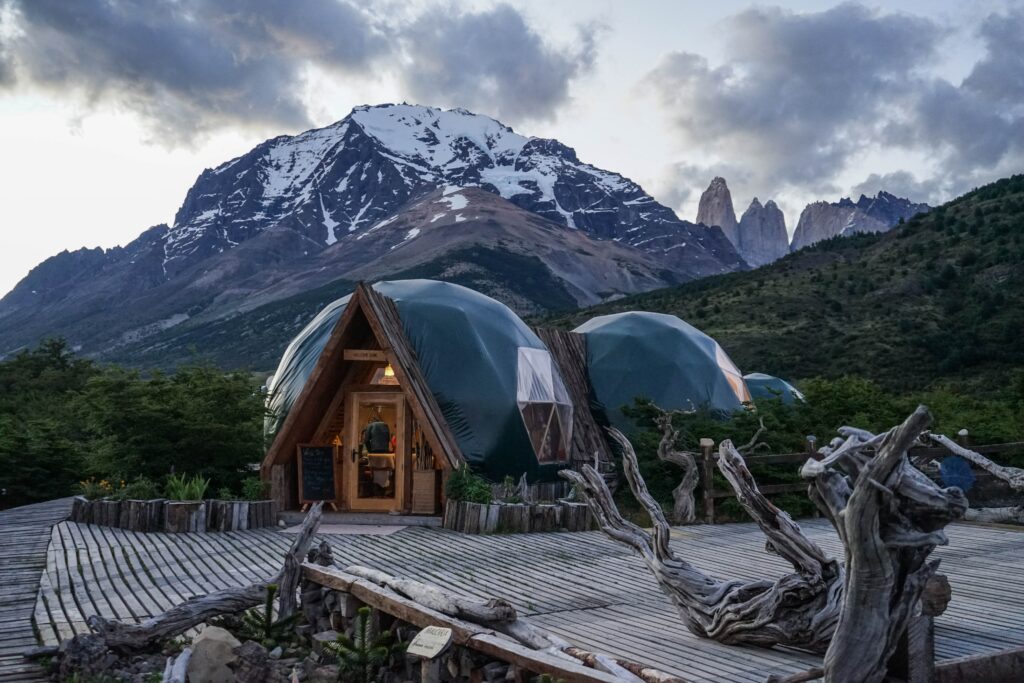 outdoor glamping pods mountain view